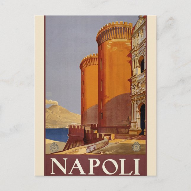 Cartão Postal Vintage Napoli Viagem Advertisement Europe Turismo (Frente)