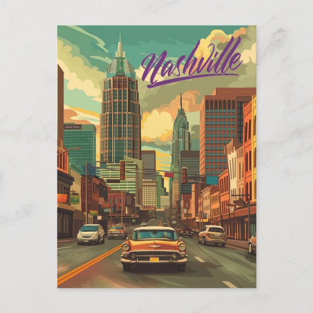 Cartão Postal Vintage Nashville Viagem (Frente)