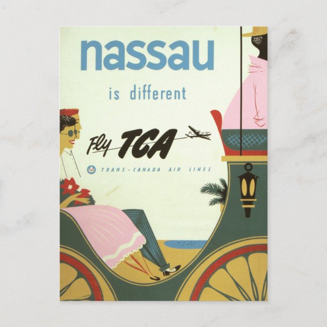 Cartão Postal Vintage Nassau Bahamas Viagem (Frente)