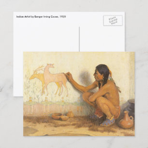 Cartão Postal Vintage Native American, artista indiano por Couse
