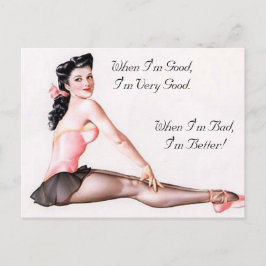 Cartão Postal Vintage Naughn Ballerina Pin Up Girl