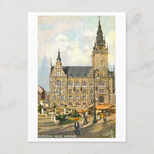 Cartão Postal Vintage Neues Rathaus/New City Hall em Elberfeld