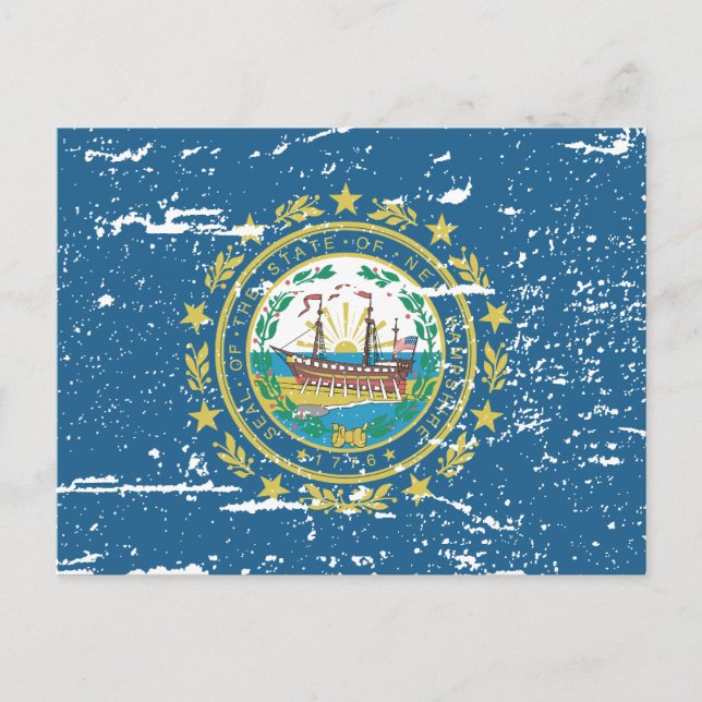 Cartão Postal Vintage NEW HAMPSHIRE Flag (Frente)