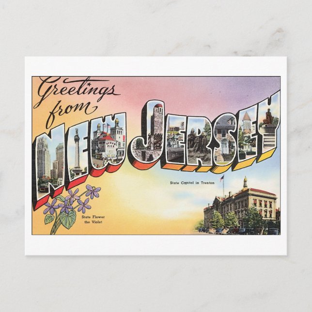 Cartão postal Vintage New Jersey (Frente)