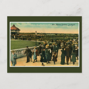 Cartão Postal Vintage New Marine Gardens Southport cerca de 1900