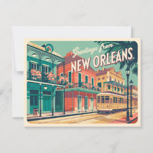 Cartão postal Vintage New Orleans Saudações de