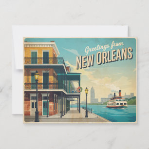 Cartão postal Vintage New Orleans   Saudações de