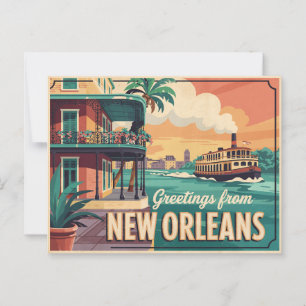 Cartão postal Vintage New Orleans   Saudações de