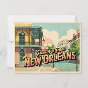 Cartão postal Vintage New Orleans   Saudações de