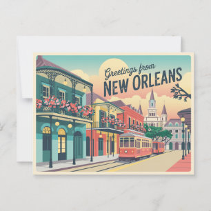 Cartão postal Vintage New Orleans Saudações de