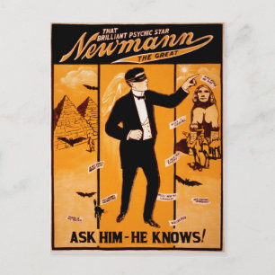 Cartão Postal Vintage Newman Psychic Poster
