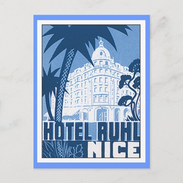 Cartão Postal Vintage Nice France Hotel (Frente)