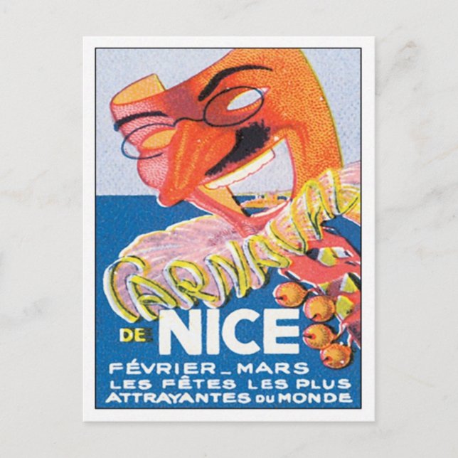 Cartão Postal Vintage Nice France Mars (Frente)