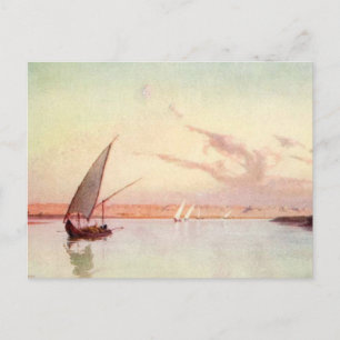 Cartão Postal Vintage Nile River Sea Ocean Sailboat Talbot Kelly