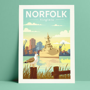 Cartão Postal Vintage Norfolk Virginia