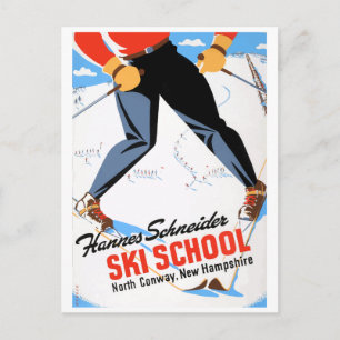 Cartão Postal Vintage North Conway New Hampshire Skiing Viagem