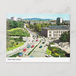 Cartão Postal Vintage Norway, Oslo City Center, cerca de 1950