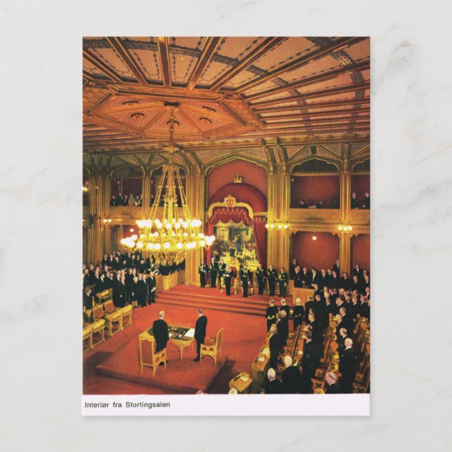 Cartão Postal Vintage Norway, Oslo, Parlamento (Frente)