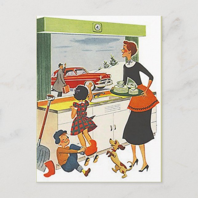 Cartão postal Vintage Novo trabalho doméstico Movi (Frente)