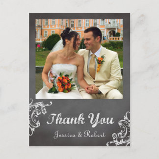 Cartão Postal Vintage, obrigado de casamento romântico de chalkb
