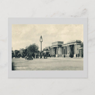 Cartão Postal Vintage ocupado Hyde Park tráfego no canto de Lond