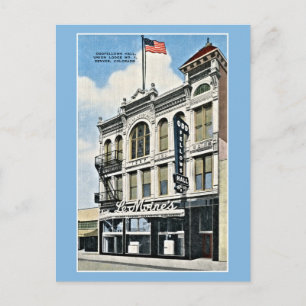 Cartão Postal Vintage Odfellows Hall, Denver, Co