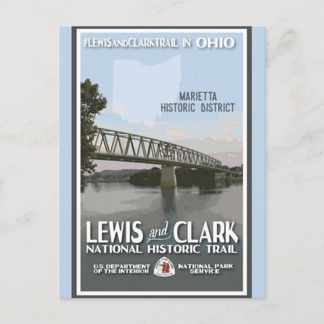 Cartão Postal Vintage Ohio Marietta Viagem (Frente)