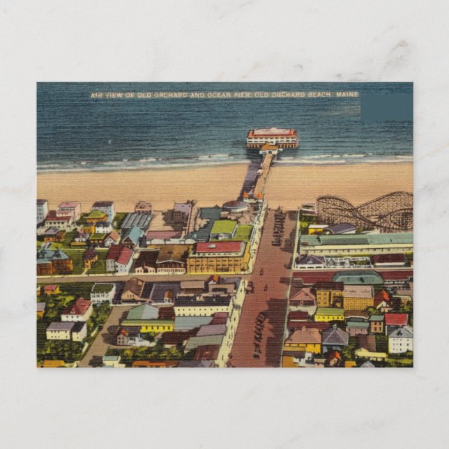 Cartão Postal Vintage, Old Orchard Beach, Maine (Frente)