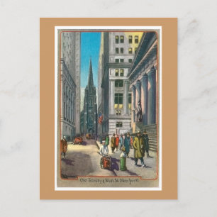 Cartão Postal Vintage Old Trinity & Wall Street