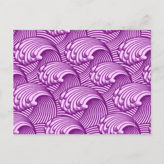 Cartão Postal Vintage Ondas Japonesas, Roxo-do-Crepúsculo e Lila