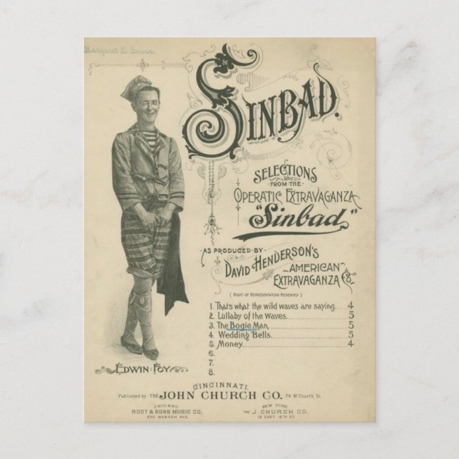 Cartão Postal Vintage Opera Sinbad (Frente)