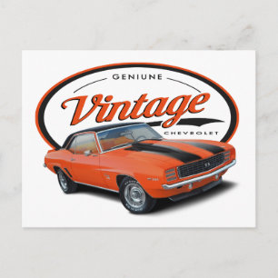 Cartão Postal Vintage Orange Camaro