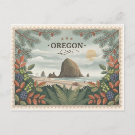 Cartão Postal Vintage Oregon State Travel Cannon Beach Haystack 