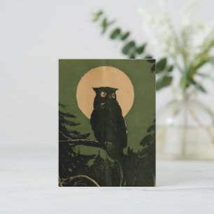 Cartão Postal Vintage Owl na Lua das Bruxas