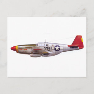 Cartão Postal Vintage P-51, Aviões Mustang Tuskegee, Segunda Gu