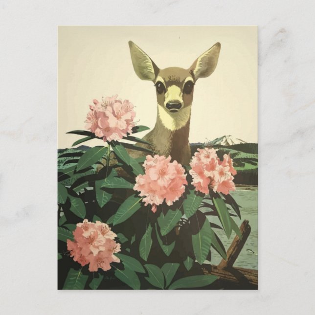 Cartão Postal Vintage Pacific North West Illustration (Frente)