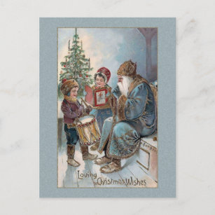 Cartão Postal Vintage Pai Natal com Crianças