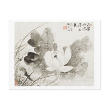 Vintage pai, um lótus florescente japonês (século