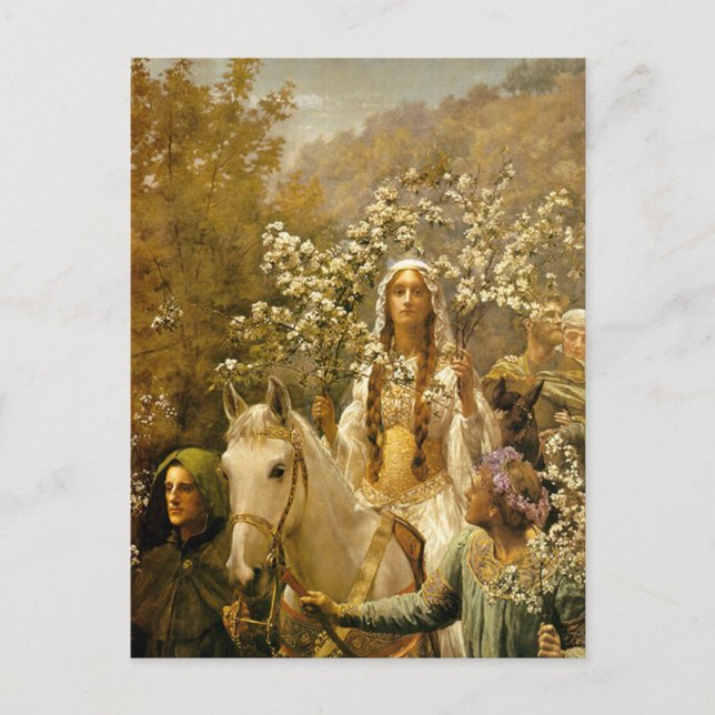 Cartão Postal Vintage Painting Queen Guinevere's Maying (Frente)