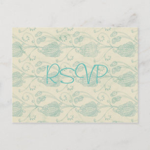 Cartão Postal Vintage Paisley Wedding Invitation RSVP com Foto