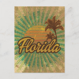 Cartão Postal Vintage Palm Trees and Sun, Flórida