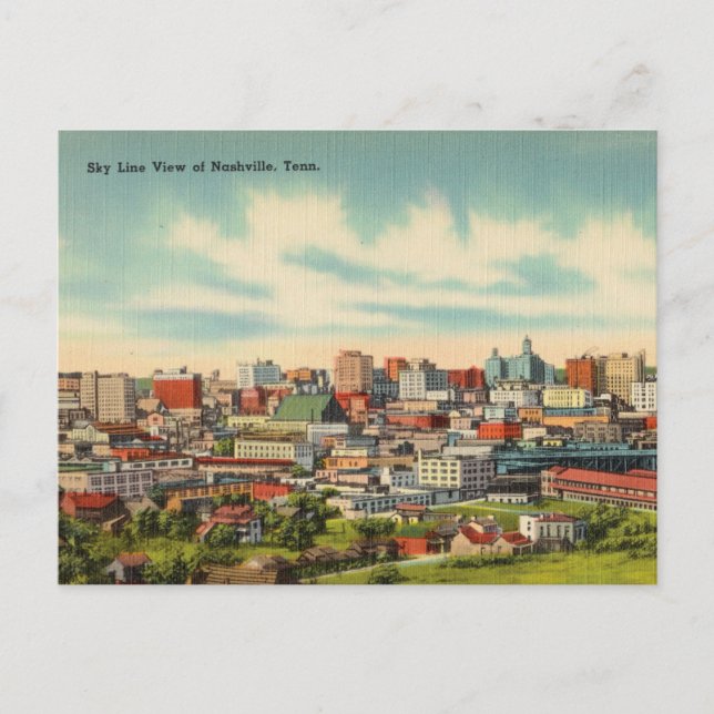 Cartão Postal Vintage, panorama de Nashville, Tennessee (Frente)