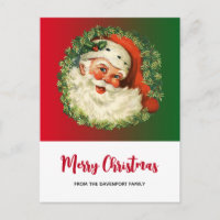 Vintage Papai Noel com Pine Wreath no Natal