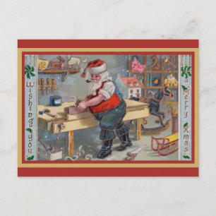 Cartão Postal Vintage Papais noeis Feliz Saudações de Natal