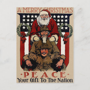 Cartão Postal Vintage Papais noeis Patrióticos Natal