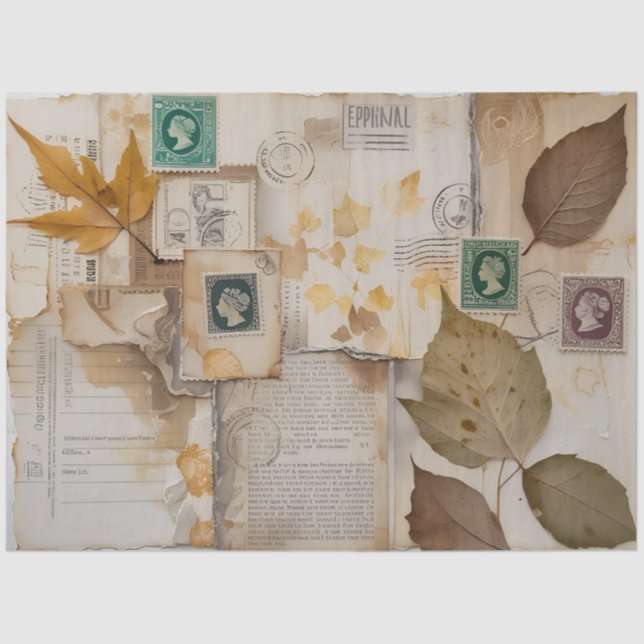 "Cartão postal Vintage Papel Tecido Decoupage - S  (Frente )