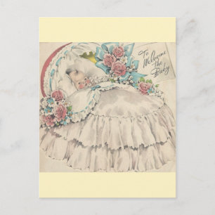 Cartão Postal Vintage Para Dar as Boas-Vindas ao Bebê