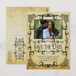 Cartão Postal Vintage Parergs Ornamentado Wedding (Salvar data)