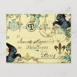 Cartão postal Vintage Paris Bluebird