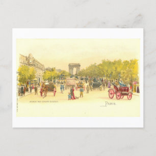 Cartão postal Vintage Paris Champs Elysee